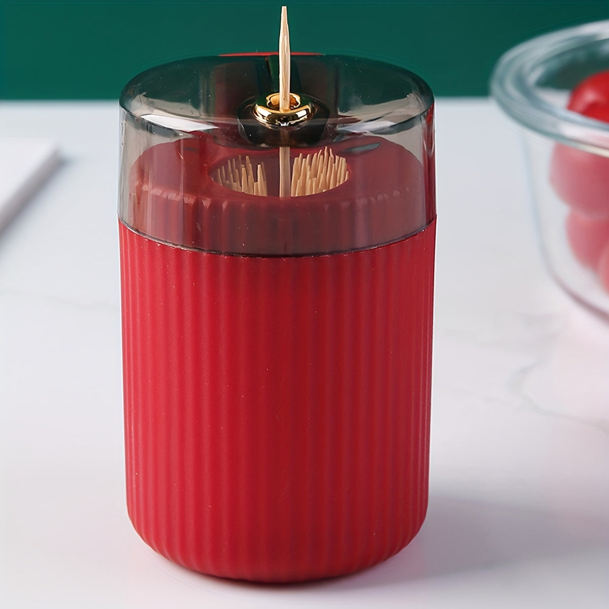 Toothpick and Dental Floss Dispenser with Automatic Release Press Type for Home Use