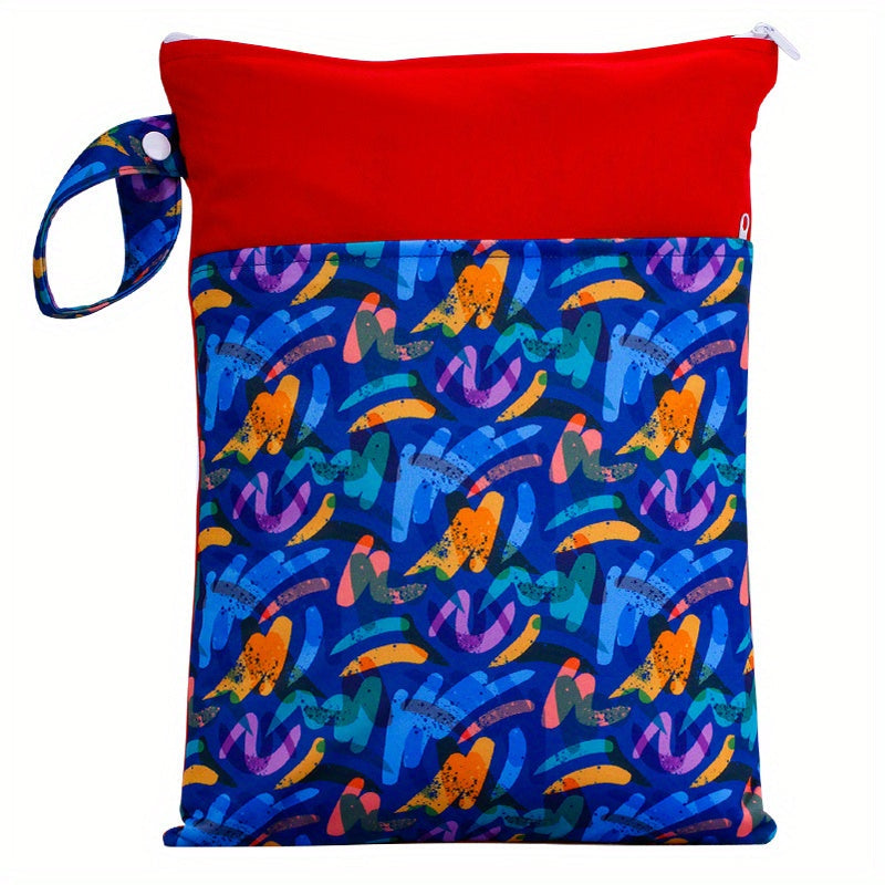 Reusable Waterproof Wet Bag with Double Pockets Cloth Handle 24.99x35cm