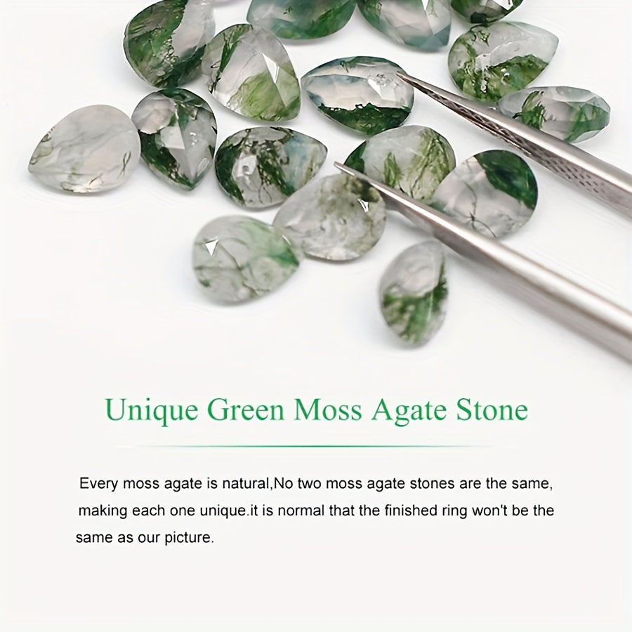 Кольцо из стерлингового серебра с квадратным моховым агатом 6x8 мм, украшение для женщин, камень рождения июня