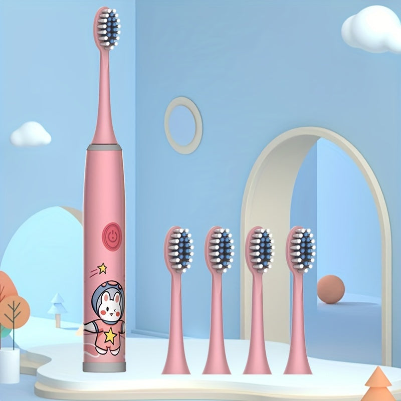 Bolalar uchun Elektr tish cho'tkasi, 3-15 yoshdagi bolalar uchun 5 ta almashtiriladigan cho'tka boshlari bilan, yumshoq qirralar, og'iz gigiyenasi