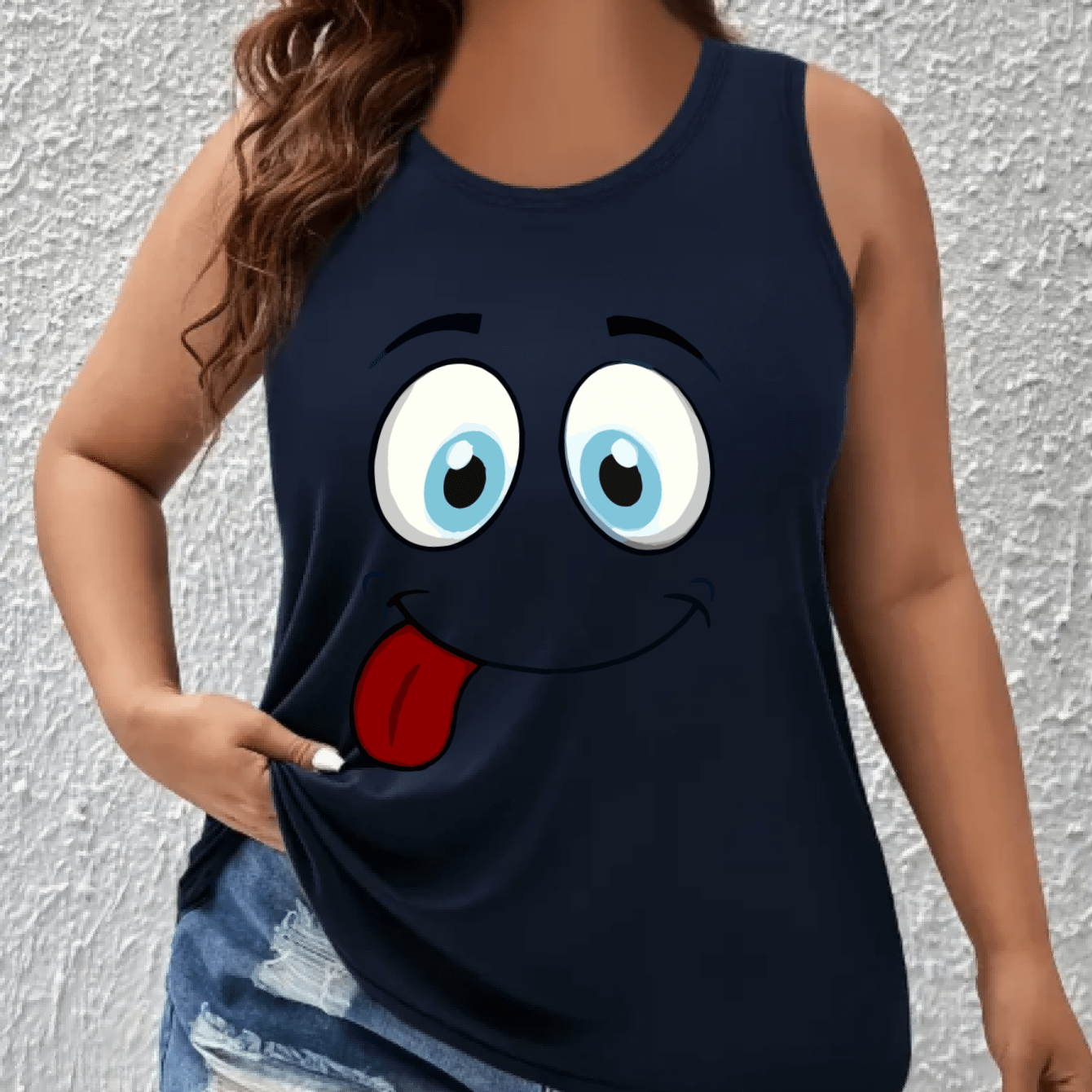 Women's Cartoon Print Off-Shoulder Vest Top Breathable Sleeveless Shirt