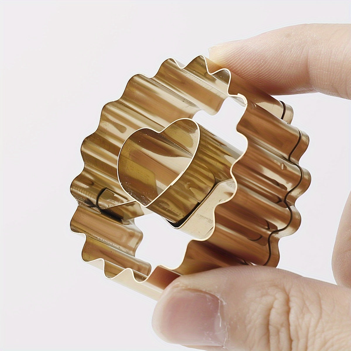 Set of 2 Stainless Steel Cookie Cutters Flower Heart Shapes for Baking and Cake Decorating