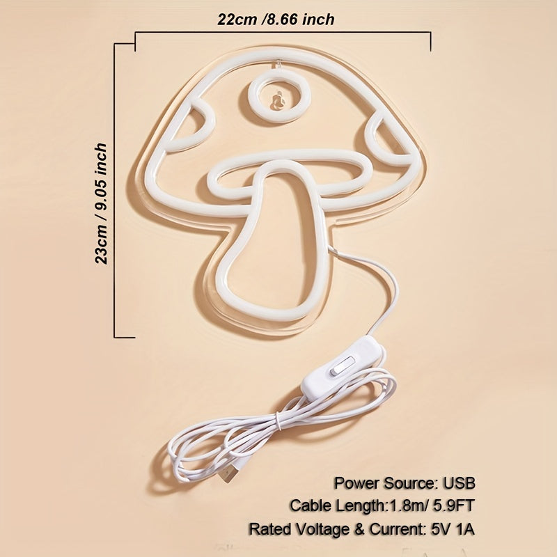 LED Neon Sign Mushroom Light for Game Room Bedroom Decor