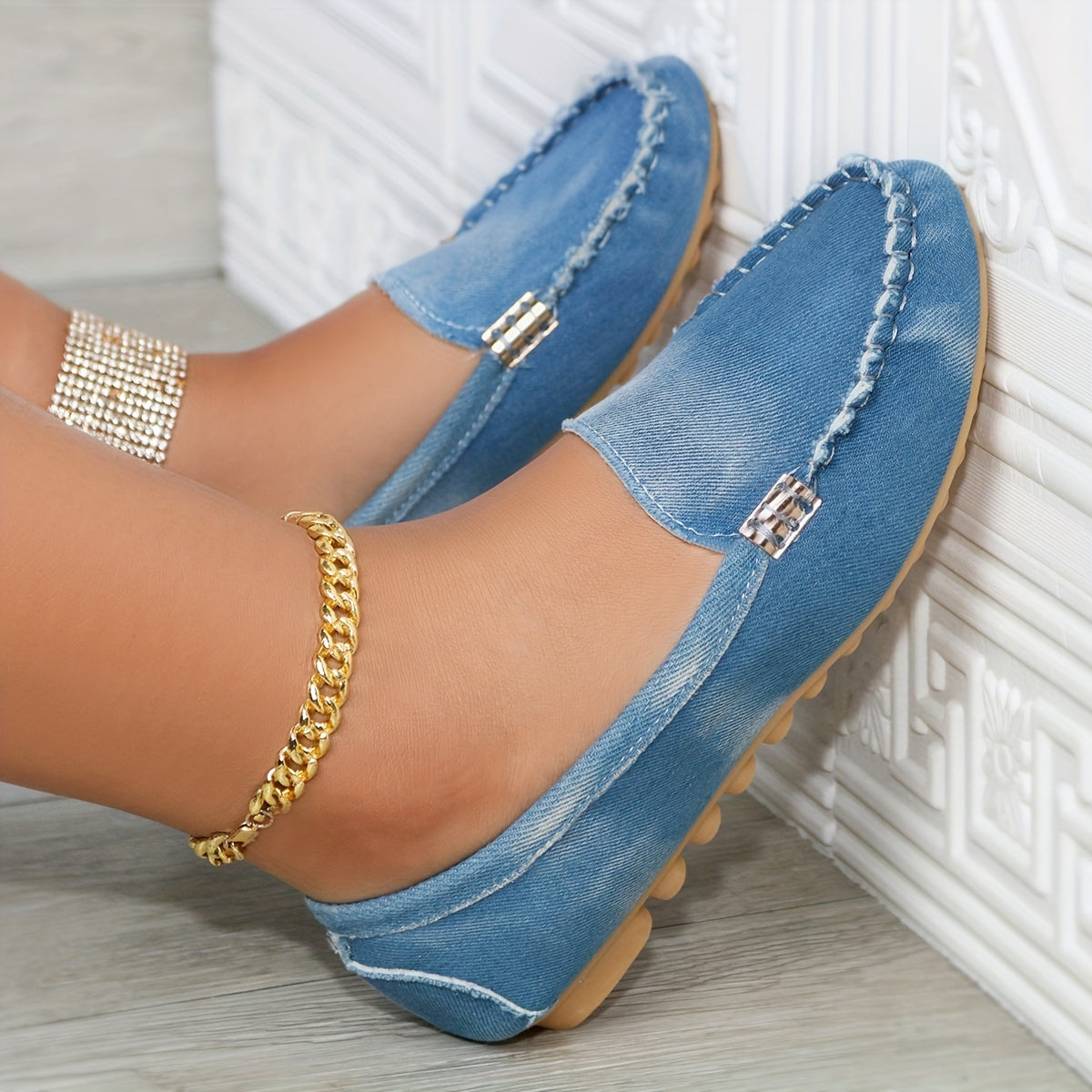 Women's Cloud Pattern Flat Shoes Lightweight Slip-On Casual Walking Shoes