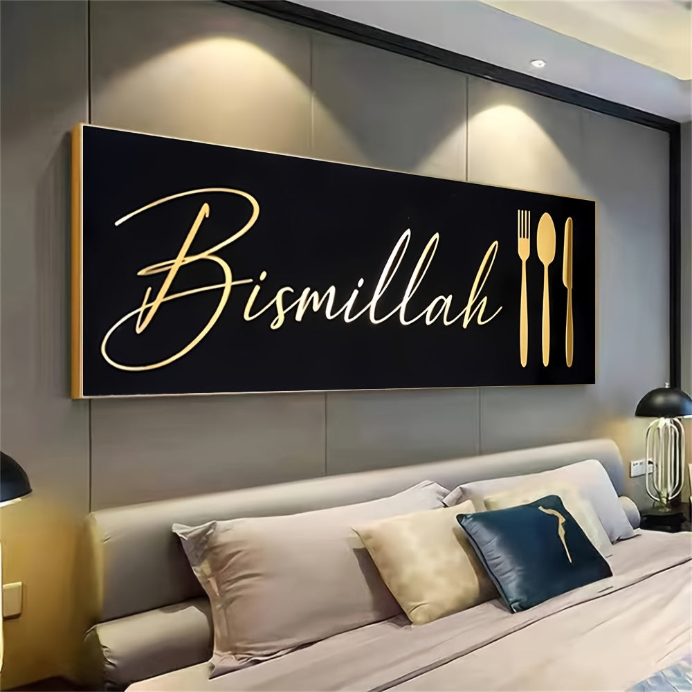 Black and Gold Canvas Wall Art Print Vintage Letter Theme for Kitchen Dining Office