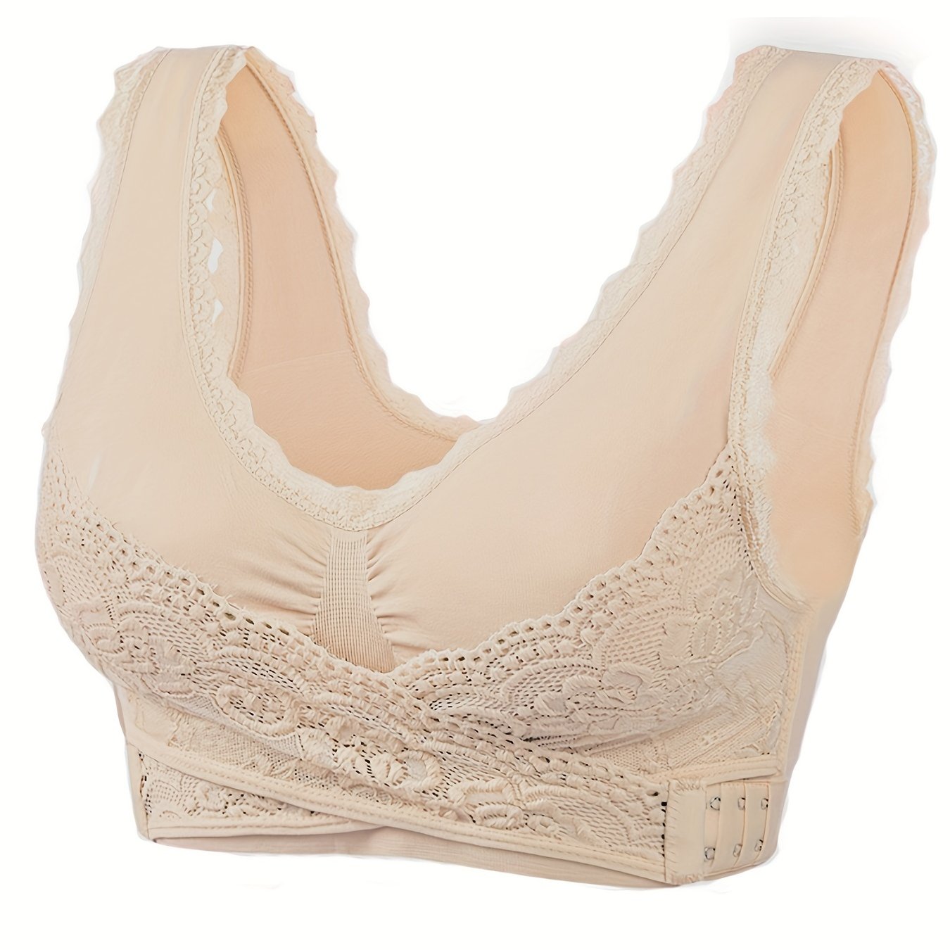 Wireless Lace Sports Bra Cross Side Buckle Tank Top for Women