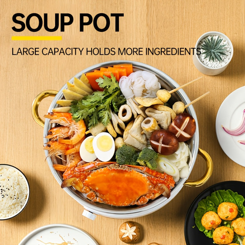 Set of 10 Stainless Steel Soup Pots with Gold Handles, Durable Cookware