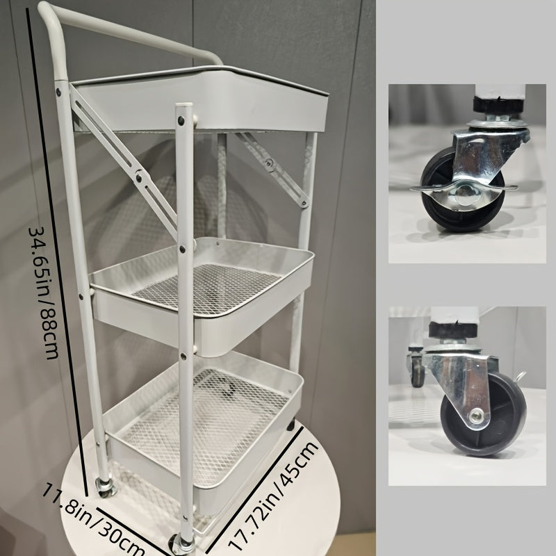 Multi-Layer Plastic Storage Rack Foldable Organizer for Kitchen Bathroom Bedroom