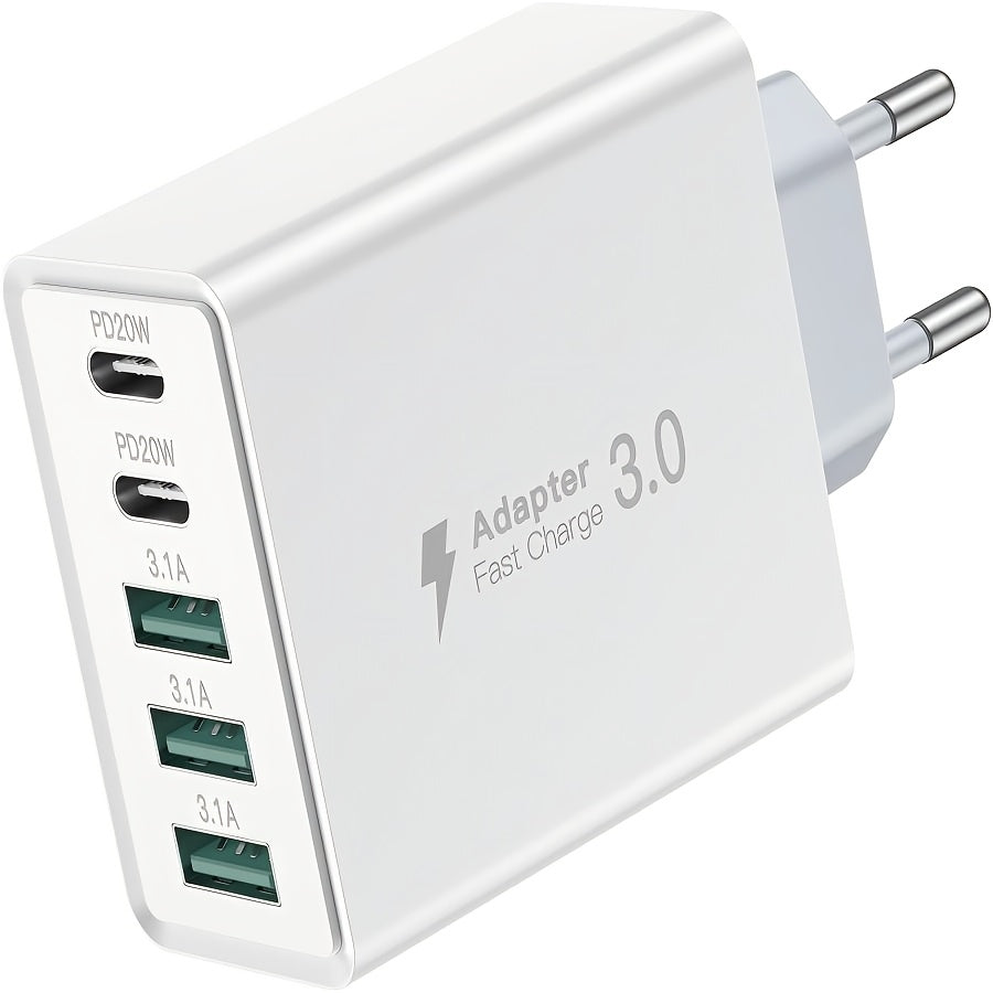 50W USB-C зарядка блоки, 5 портли тез зарядлаш EU ўтказгичи планшетлар ва смартфонлар учун