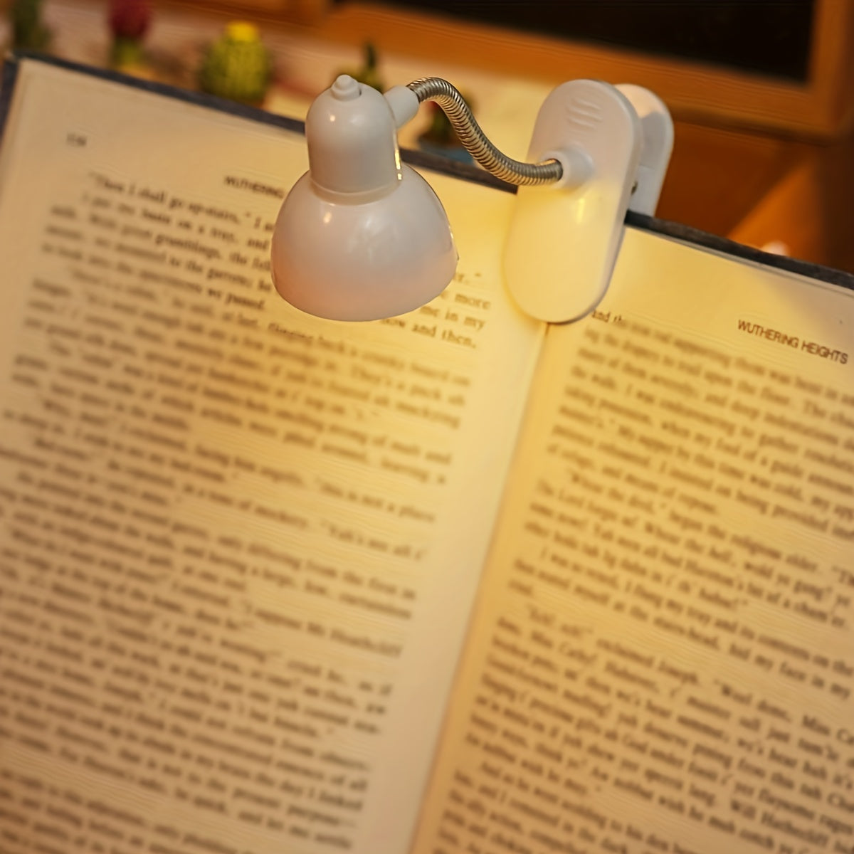 Mini Clip-On Reading Lamp with Push Button Control Adjustable Arm Night Light Plastic