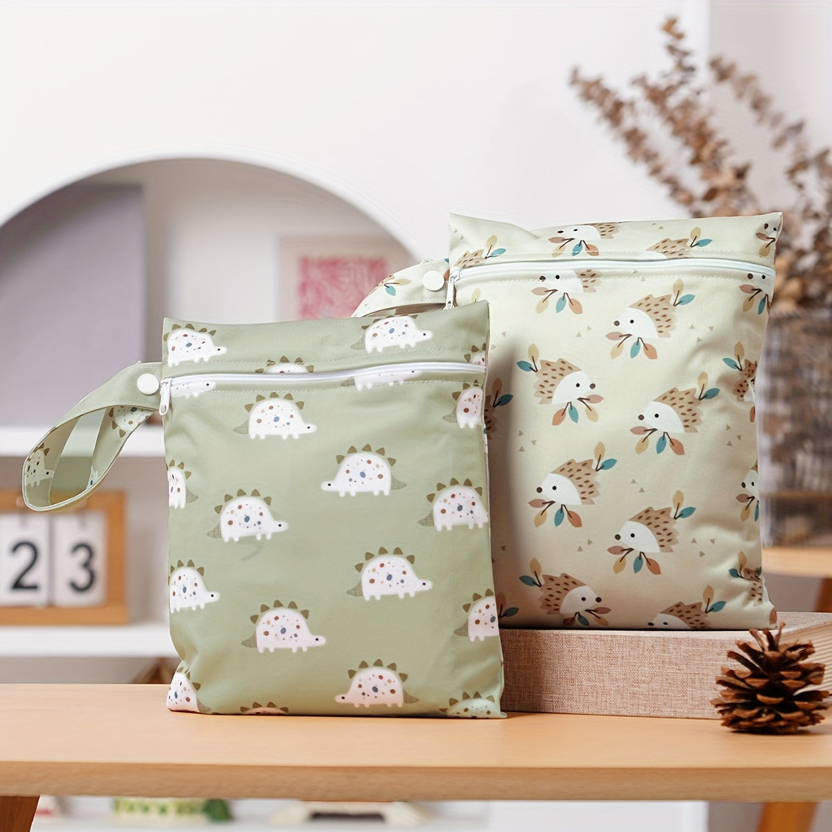 Сумки для подгузников Elinfant из 2-х частей, водонепроницаемые с молнией - с разделением на влажное/сухое, многофункциональная дорожная и спортивная сумка с очаровательным цветочным принтом