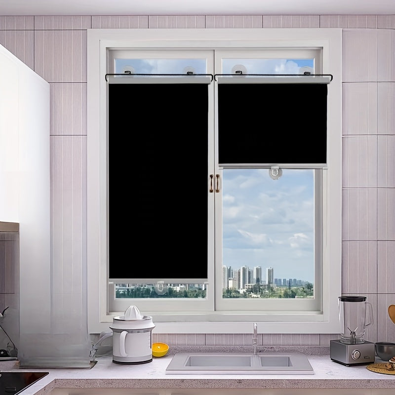 Persianas enrollables de instalación sin taladro, cortinas retráctiles para bloquear la luz y UV, para oficina, cocina, balcón