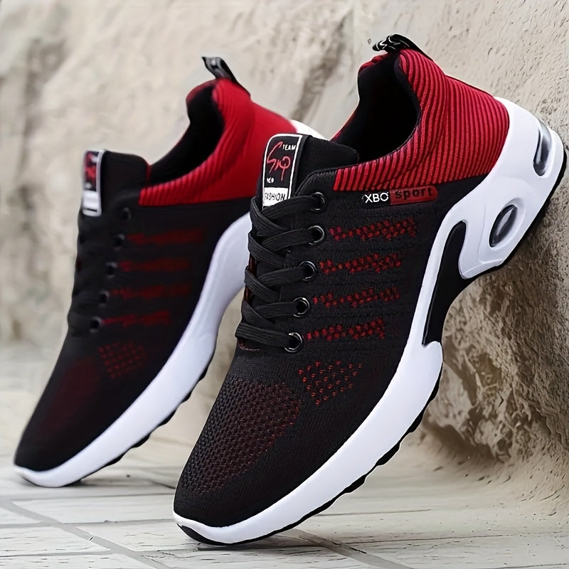 Men's Breathable Running Shoes Lightweight Knit Shock Absorption Anti-Slip Low-Top Sneakers