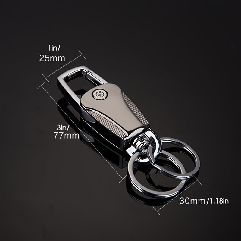 Unisex Collapsible Metal Car Key Chain with Keyring and Hanging Accessory