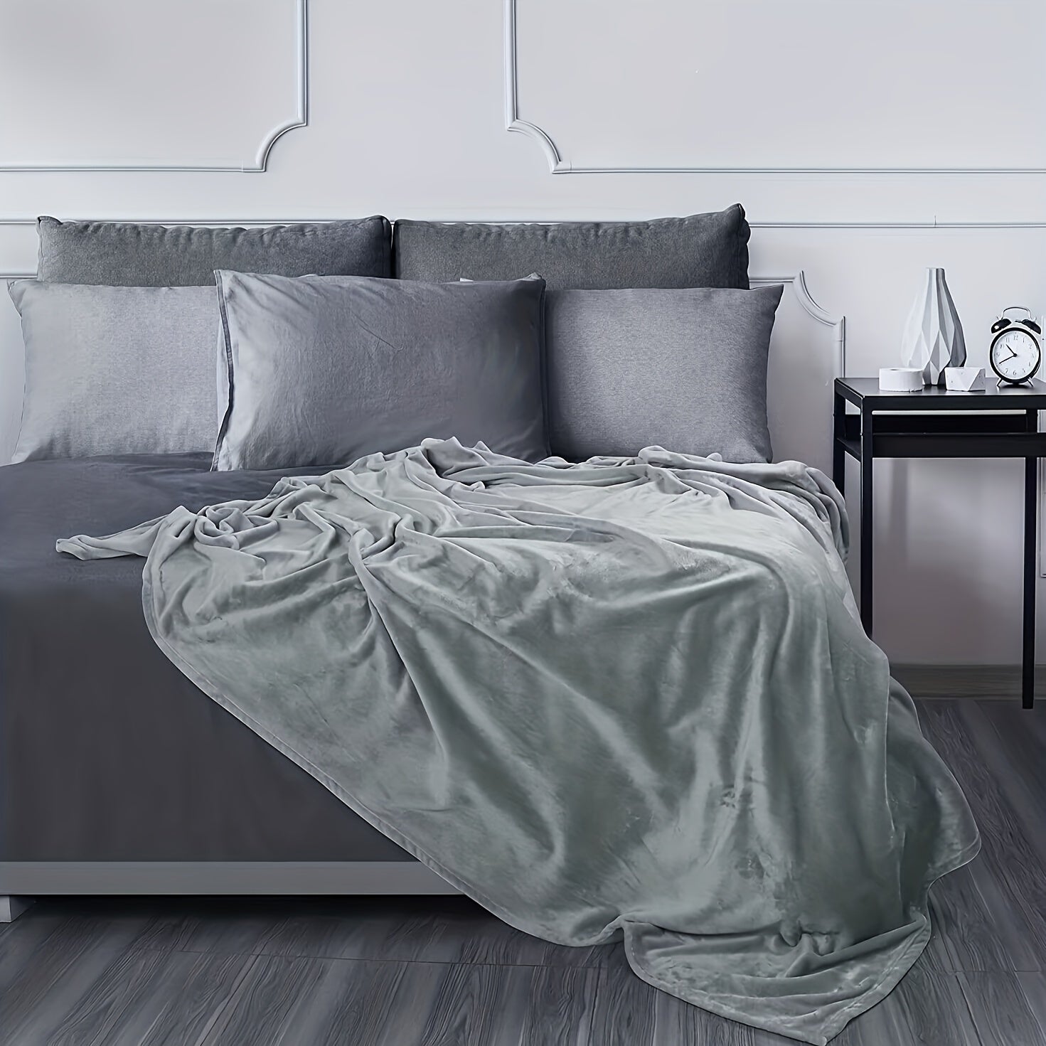 Kul rangli toʻqilgan yostiq bilan vintage uslubidagi mikroflanel yostiq, dog'ga chidamli, barcha mavsum uchun