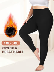Plus Size Womens Thermal Fleece-Lined Leggings Stretchy Warm Winter