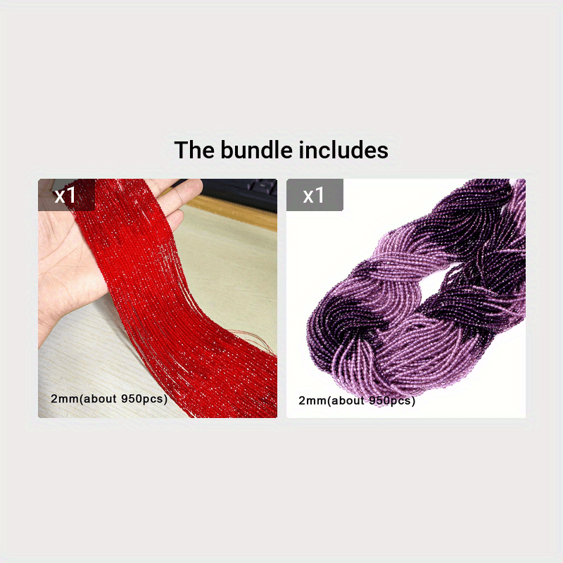 950 Pieces 2mm Faceted Glass Beads Gradient Colors for Jewelry Making and DIY Crafts