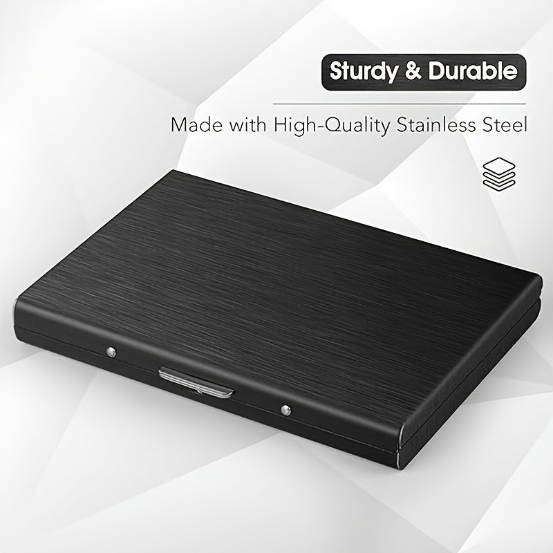 Slim RFID Blocking Stainless Steel Credit Card Holder for Men and Women Black 6 Slots