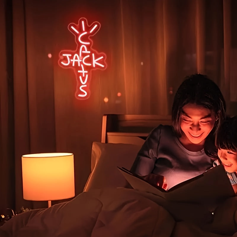 Cactus Jack Qizil Neon Belgisi USB quvvatlangan devor osma chiroq bo'lib, bosish tugmasi bilan boshqariladi. Bu yotoqxona, uy barlari, pub, partiyalar uchun ko'p funksiyali dekorativ buyum bo'lib, G'arbiy sohil rap madaniyatidan ilhomlangan.