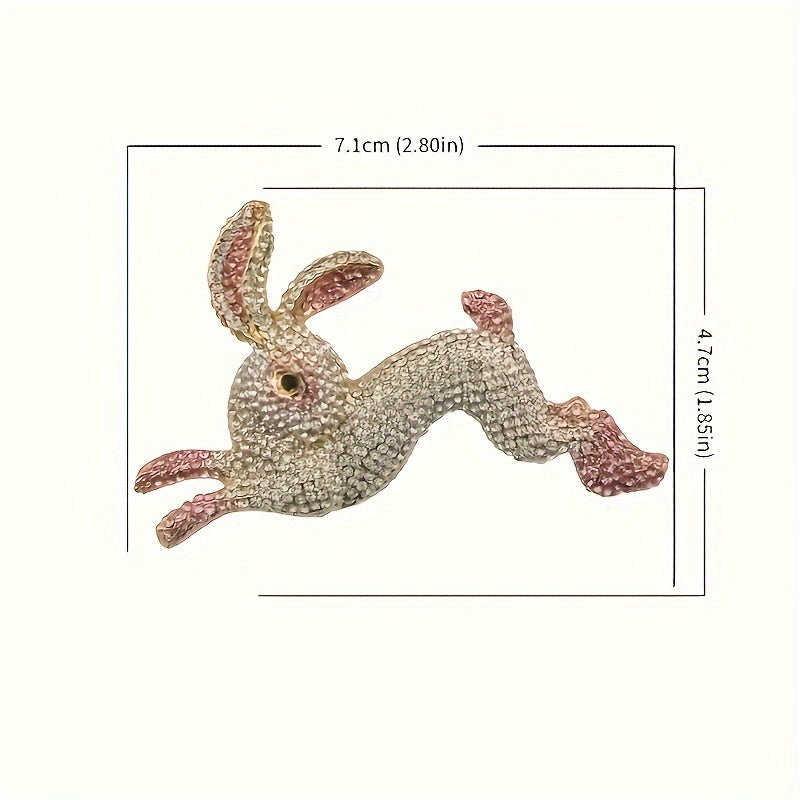 Animal-Shaped Alloy Rabbit Brooch Pin with Rhinestones for Women