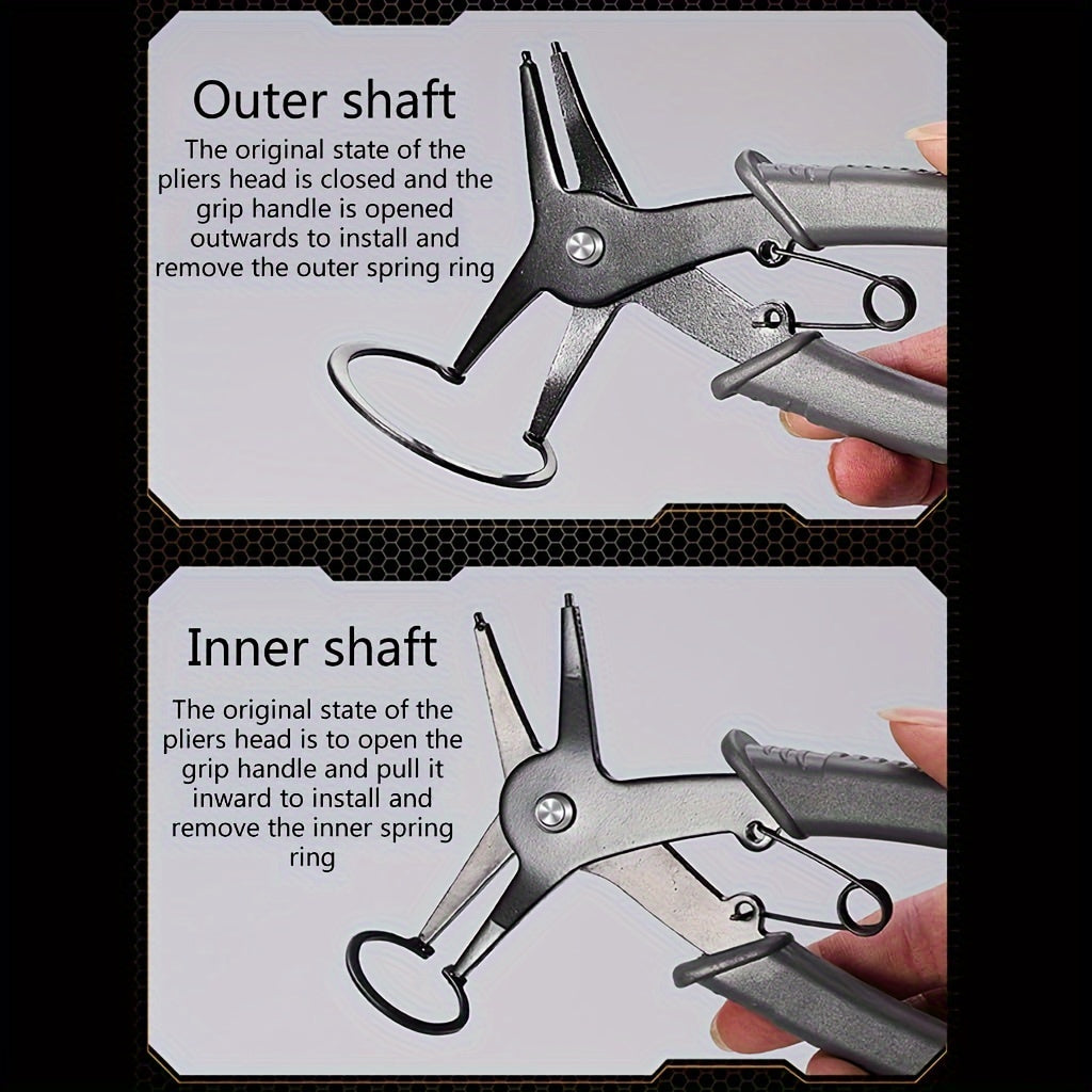 Alicates de anillo de retención de doble propósito, herramienta de sujeción interna y externa, herramienta manual de metal