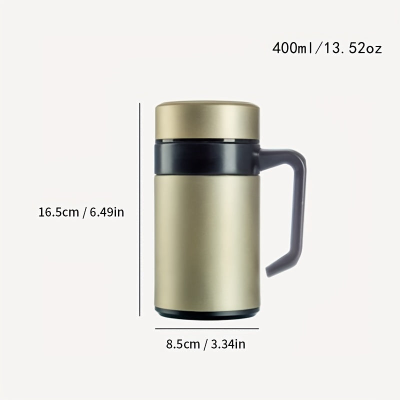 Insulated Travel Mug 400ml Stainless Steel Vacuum Coffee Cup with Handle
