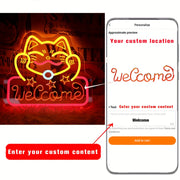 Personalized Cat Neon Sign Light with Transparent Base USB Decor for Room Parties