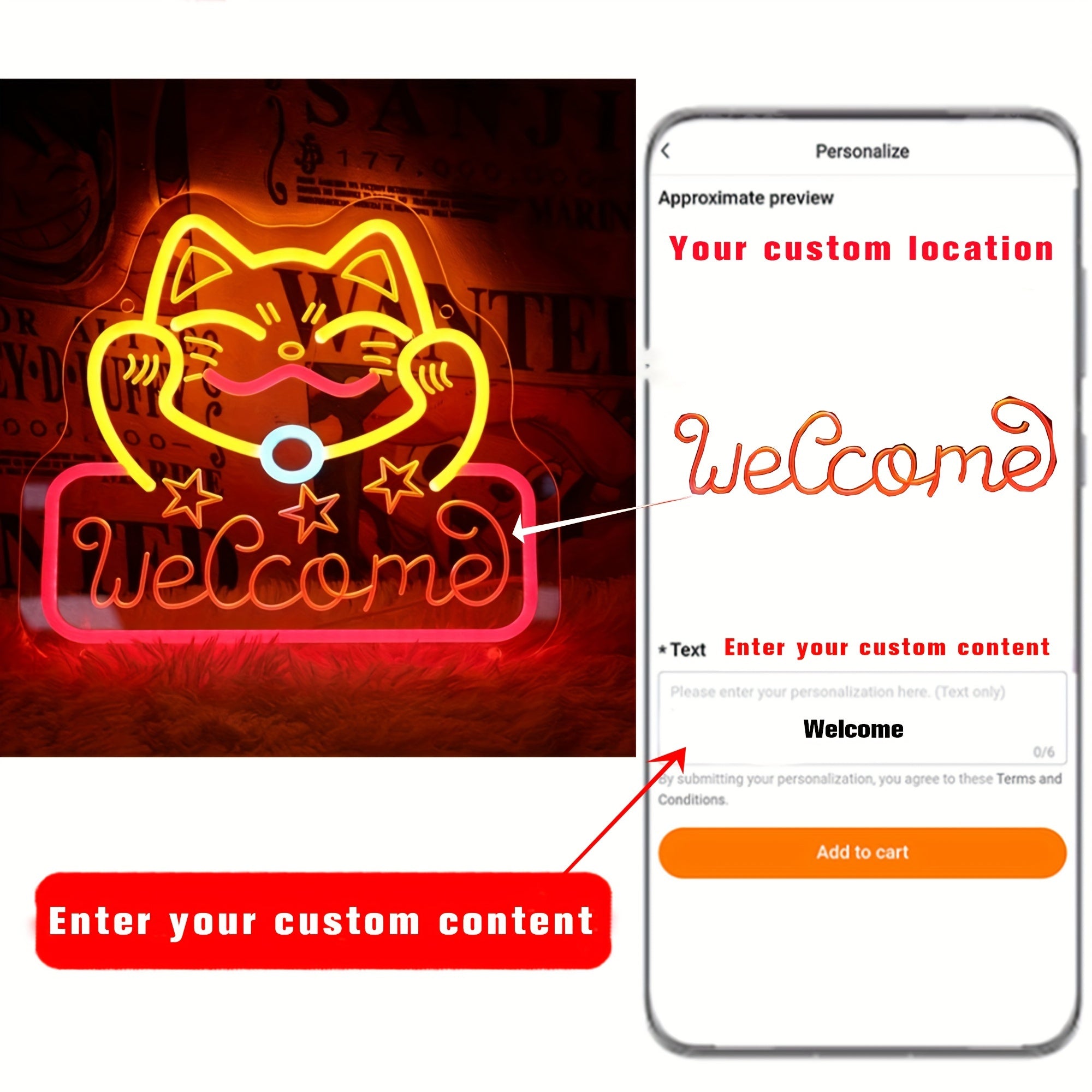 Personalized Cat Neon Sign Light with Transparent Base USB Decor for Room Parties