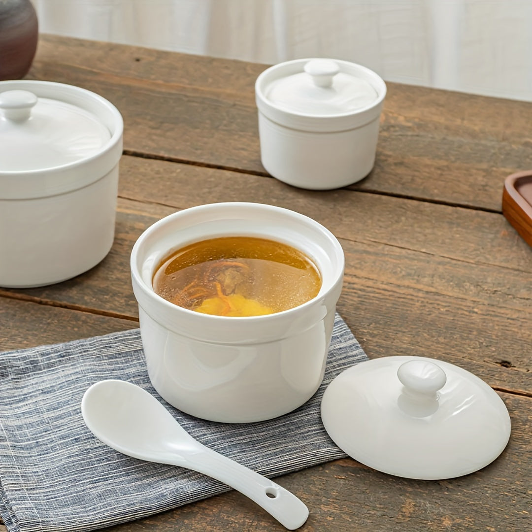 Ceramic Stew Pot with Lid Microwave and Outdoor Safe Rust-Resistant for Home Kitchen Catering Restaurant