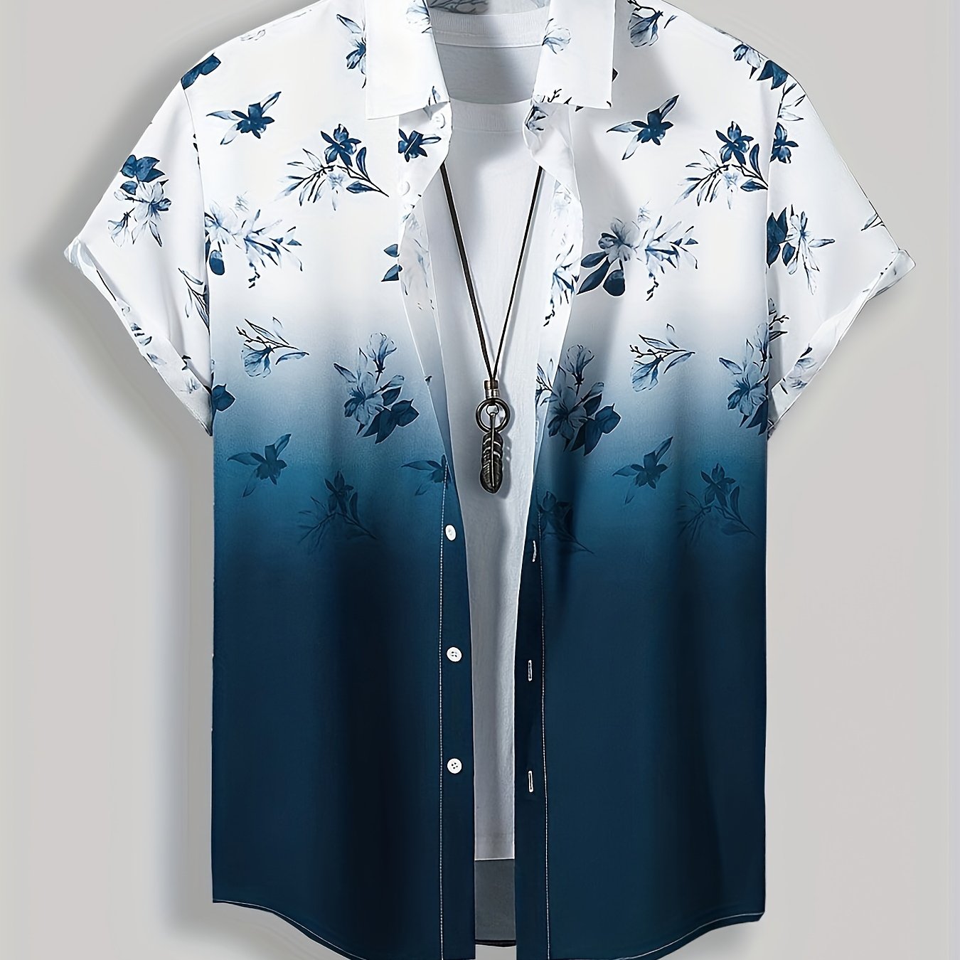 Men's Casual Shirt with Geometric Print Polyester Regular Fit