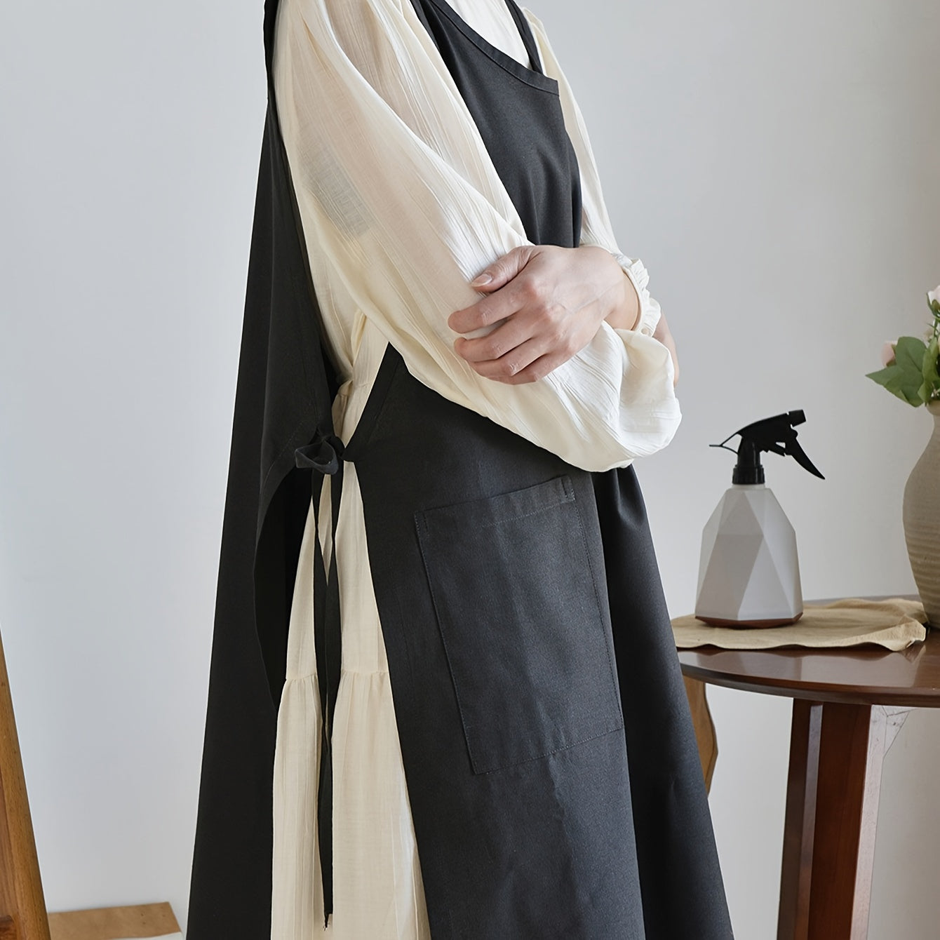 Korean-Style Woven Apron Solid Color for Home Use