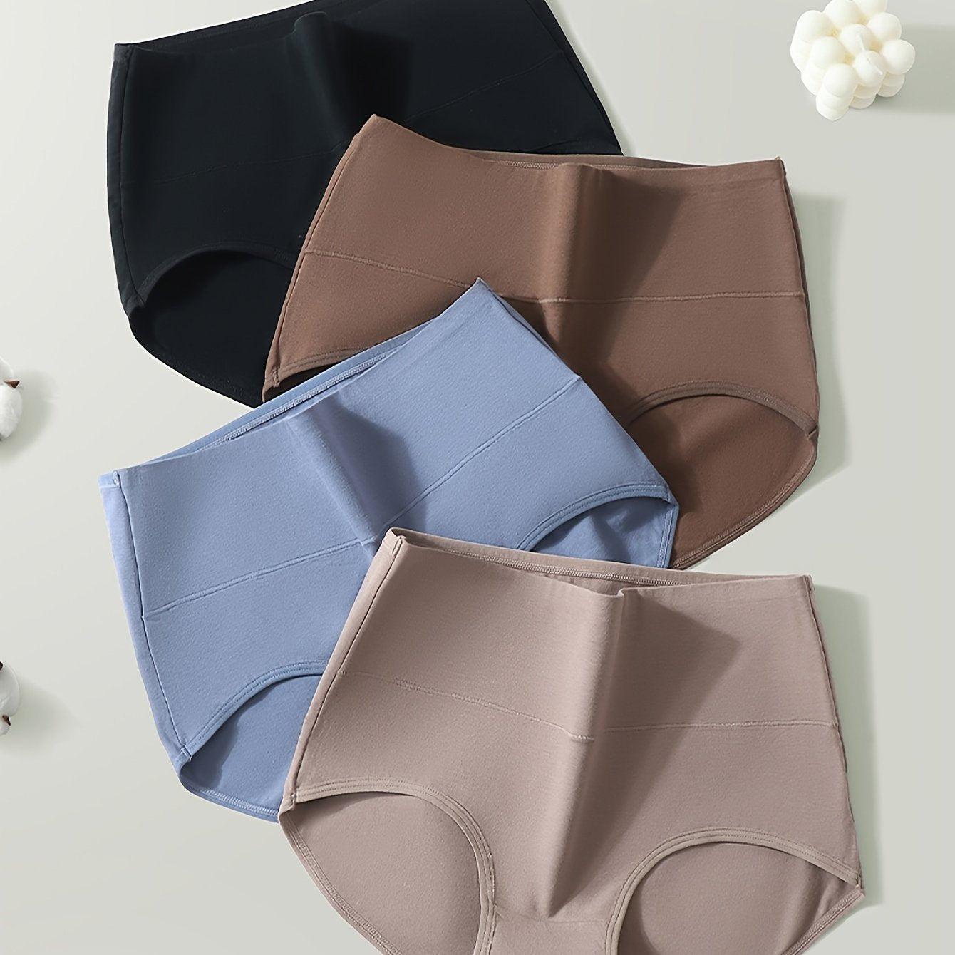 4 dona yuqori belli ayollar uchun shartli ichki kiyimlar to'plami, qorin nazorati, tizzani ko'taruvchi, katta o'lcham, nafas oladigan paxta