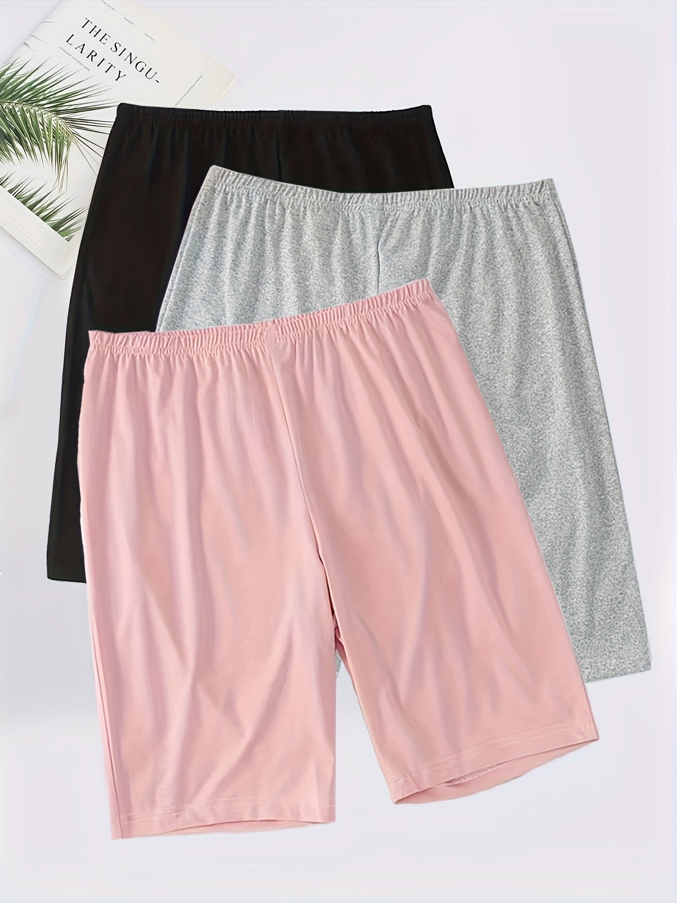 Women Plus Lounge Shorts Soft Elastic Waist Comfortable Home Wear