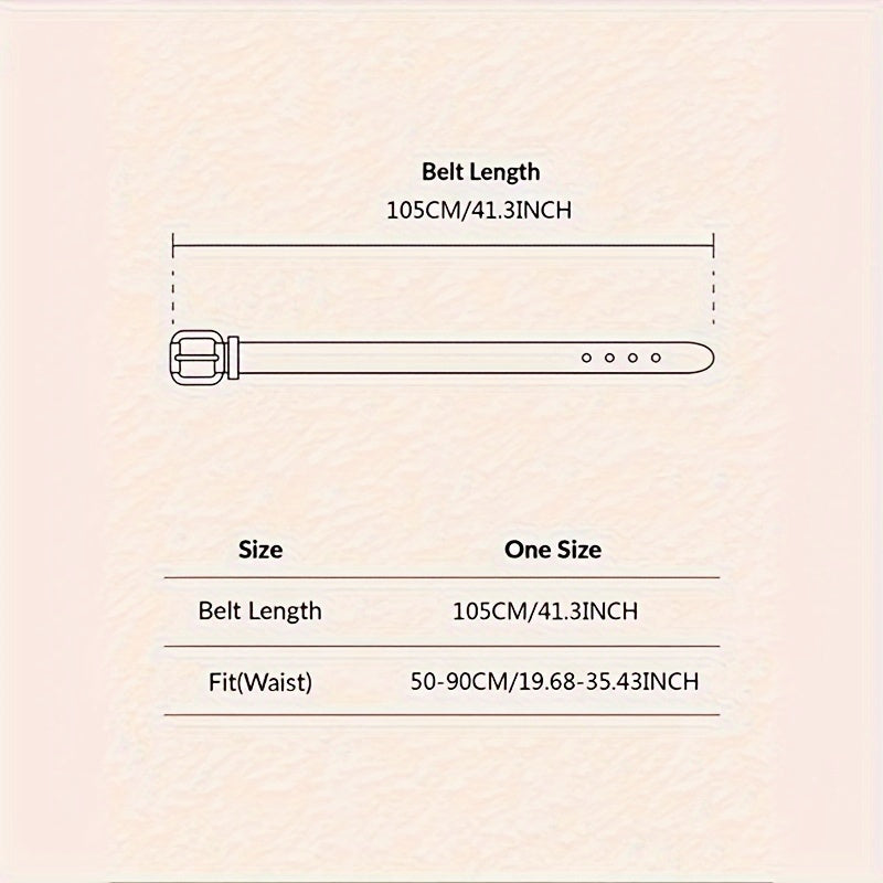 Black Faux Leather Belt with Double Buckle and Metal Chain for Women