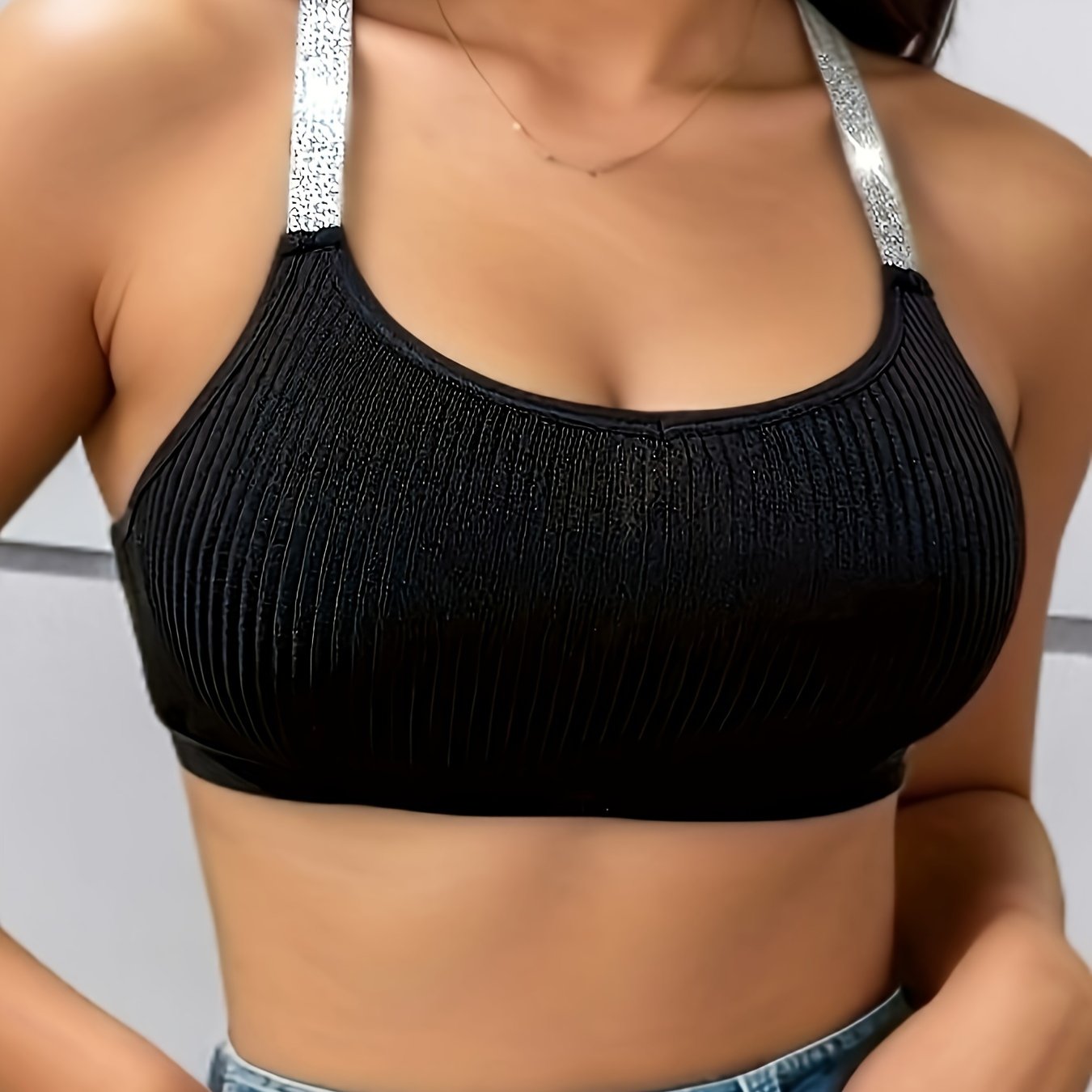 Women's Wireless Ribbed Racerback Bra Full Coverage Breathable Comfort