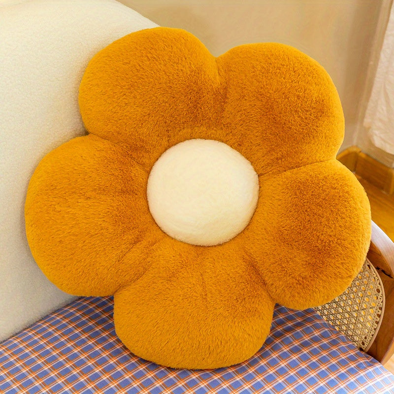 Flower Plush Pillow for Bedroom Sofa Decor with Fruit Embroidery 1 Pc