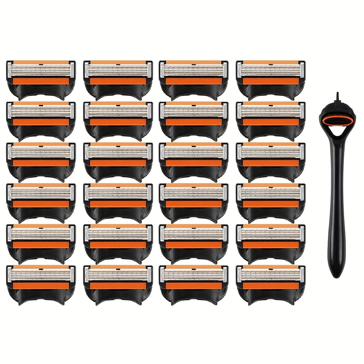 Men's Disposable Razor Set with 24 Blades, Refillable Metal Blades, Easy to Use