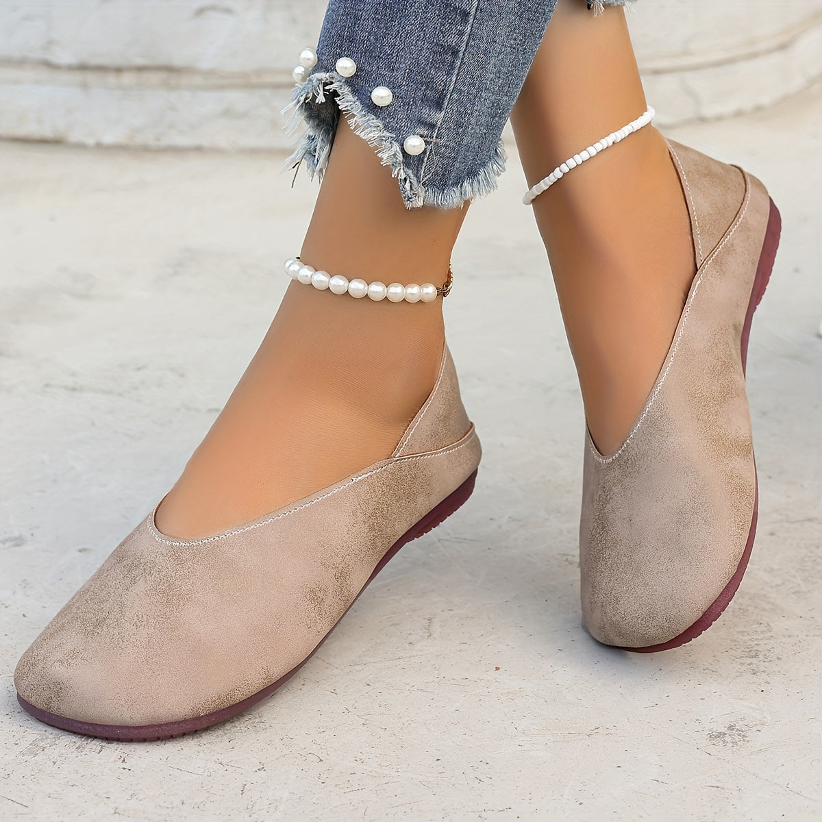 Women's Slip-On Flats Soft PU Loafers Non-Slip Sole Casual Shoes