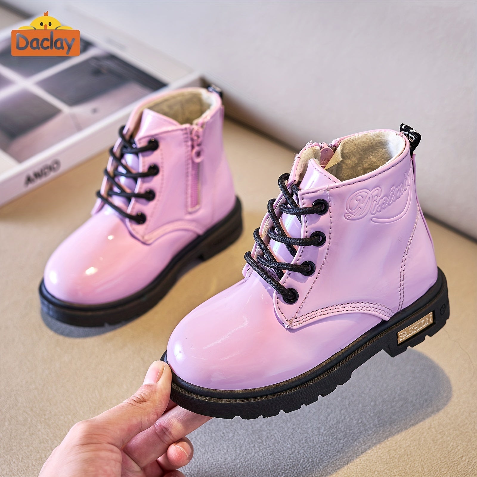 Kids Ankle High Boots Geometric Pattern All-Season Lace-Up Western Style Fabric Lining