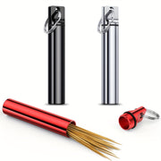 Portable Toothpicks Holder with Keychain for Travel and Outdoor Use