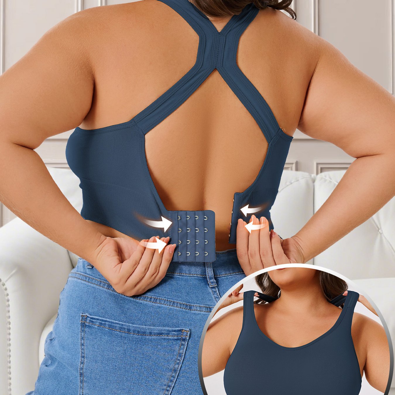 Women's Breathable Sports Bra Plus-Size Support Removable Padding