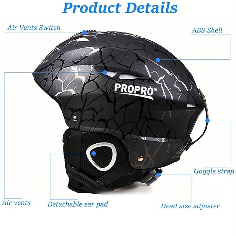 High-Performance Ski Helmet for Men and Women Durable PC Material Ventilated Adjustable Carbon Fiber Side Panels