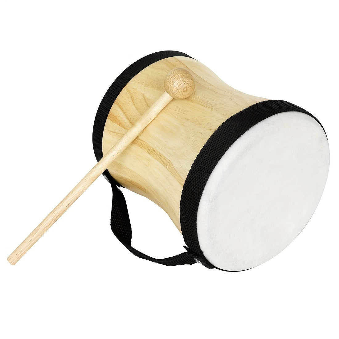 Hand Drum with Sheepskin Head Wooden Percussion Instrument for Music Enthusiasts Black 14+