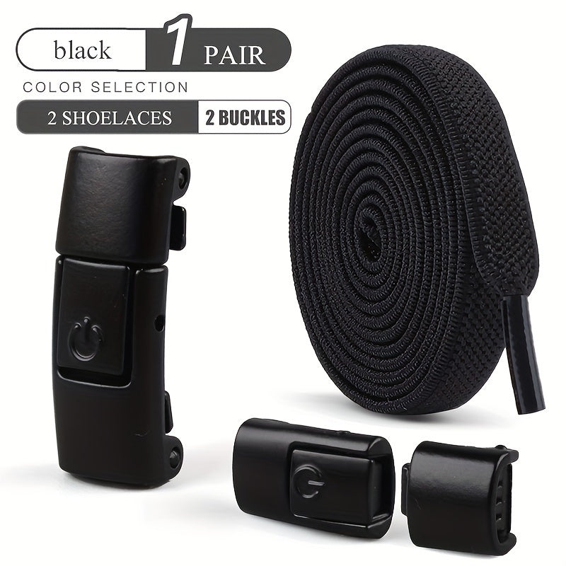 Unisex Stretch Rubber Shoe Laces Tieless Shoelaces With Buckle