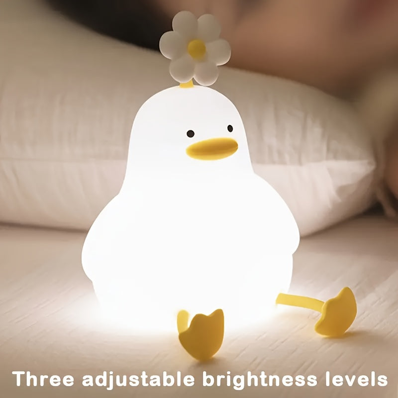 Flower Duck LED Night Light Rechargeable with Adjustable Brightness for Bedroom Relaxation