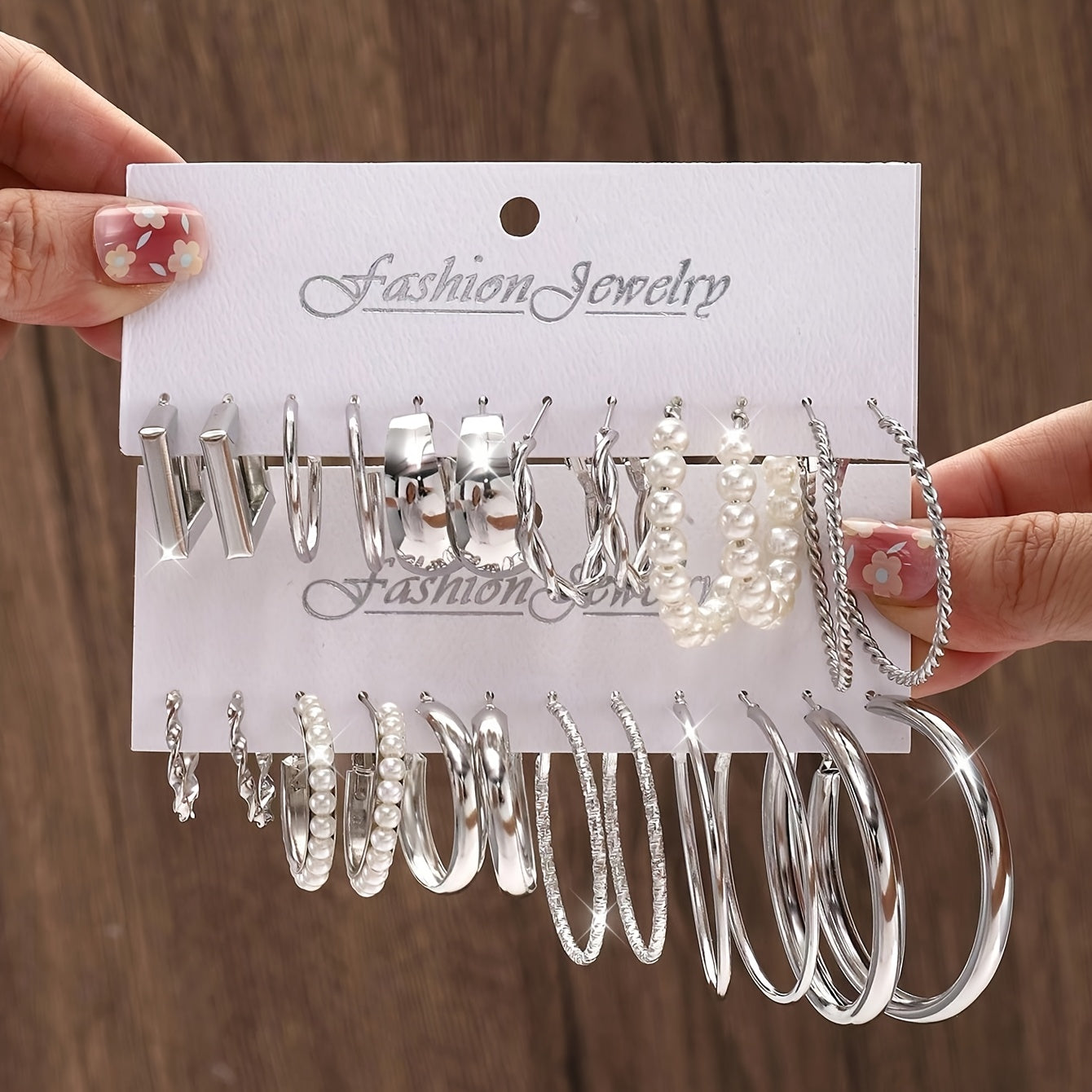 Женский набор серег-колье в бохо-стиле с геометрическими квадратами и кругами, инкрустированные жемчугом, с вырезанным цветочным узором