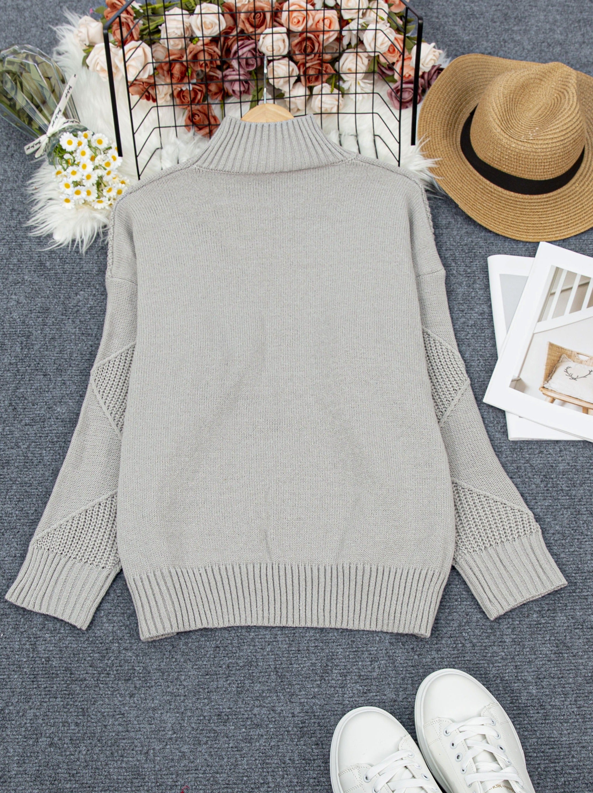 Plus Size Women’s Knitted Turtleneck Sweater Long Sleeve Fall Winter Pullover