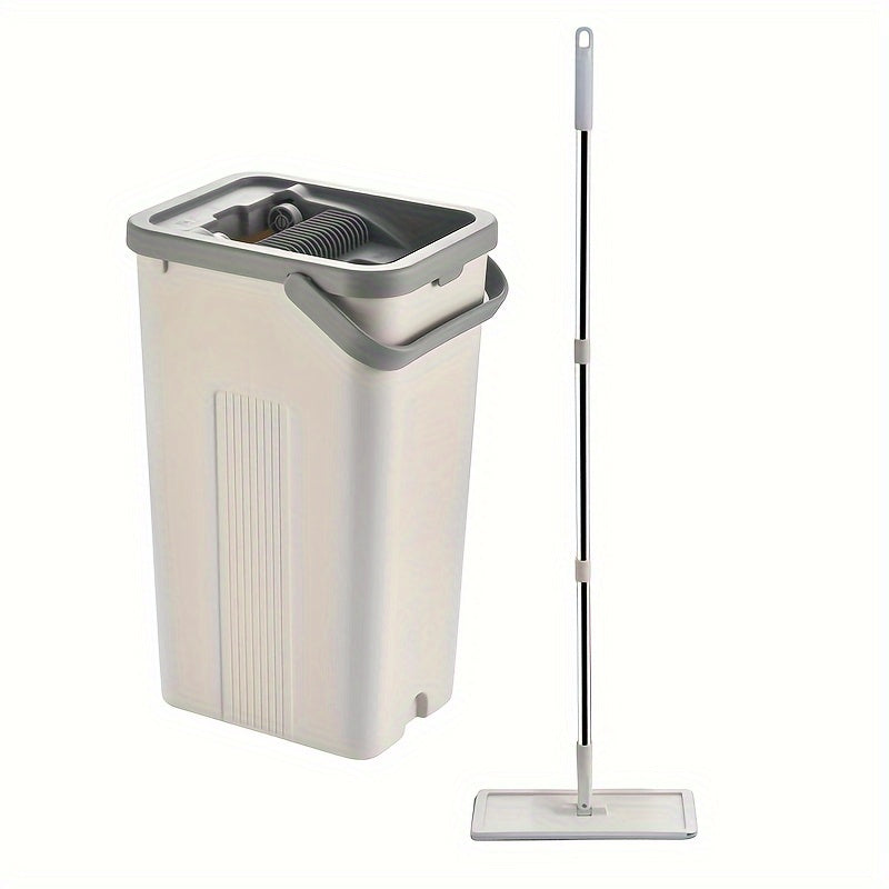 Uy uchun mop va kova to'plami, tekis mop bilan, plitka, marmar, yog'och pol uchun