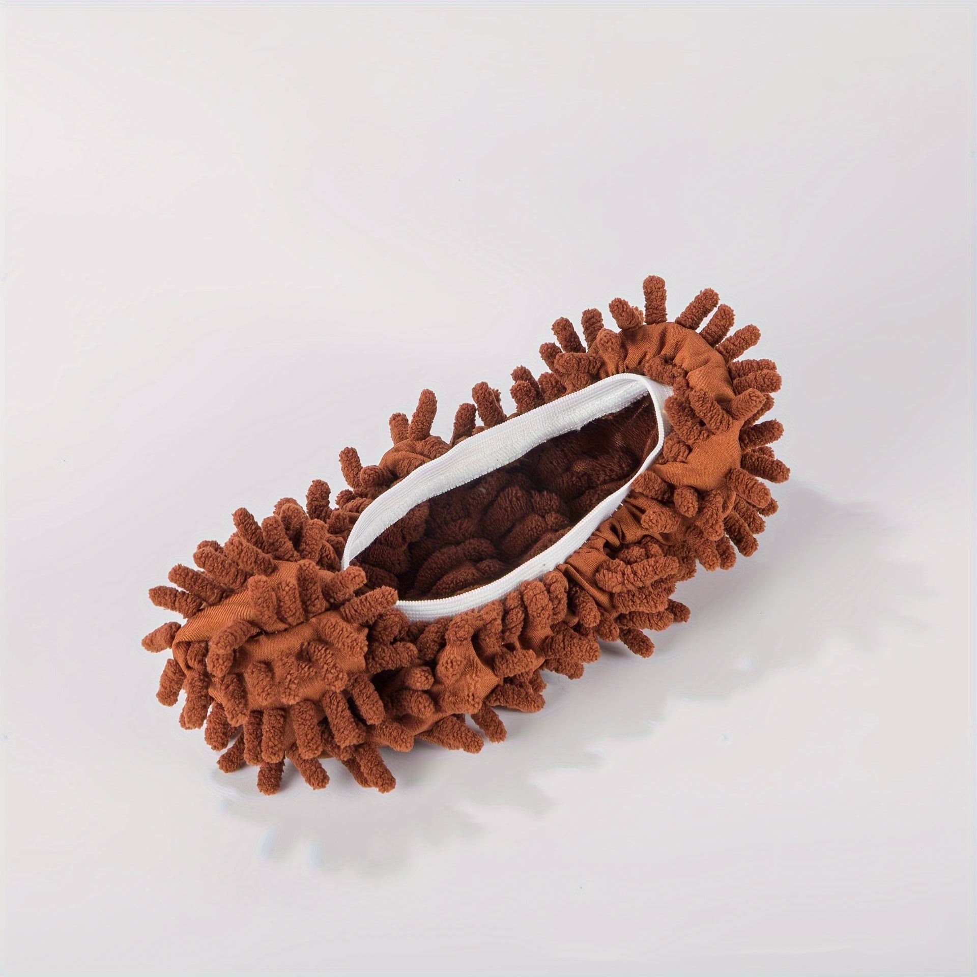 Blue and White Lace Pattern Plush Chenille Mop Slippers for Home Comfort