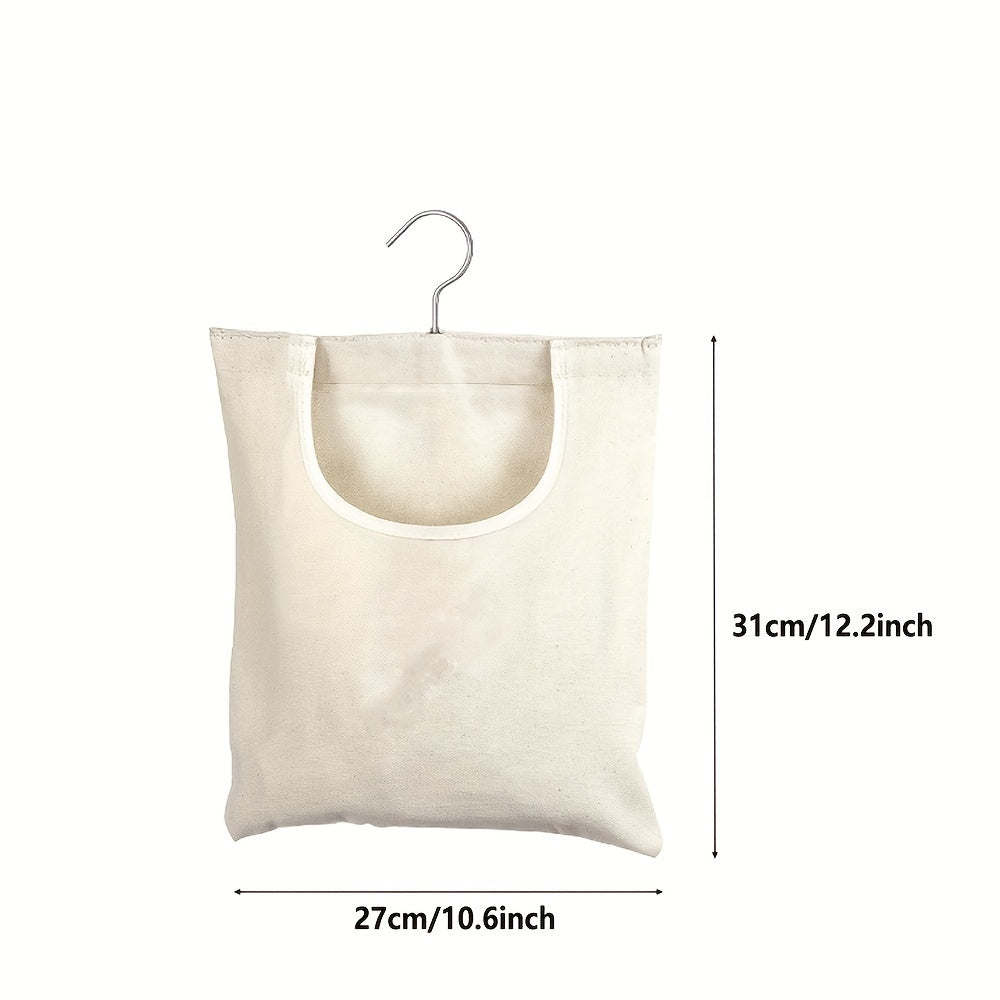 Organizador de almacenamiento colgante rectangular beige 32x27cm Bolsa multiusos de tela de lienzo para lavandería y decoraciones